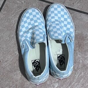 Light blue checkered vans